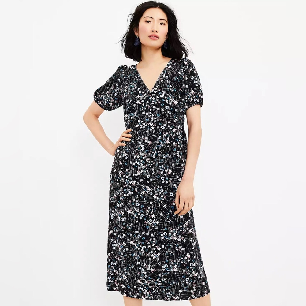 Floral V neck sheath dress by Loft